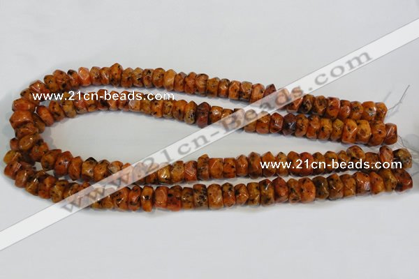 CLJ246 15.5 inches 6*11mm faceted nuggets dyed sesame jasper beads