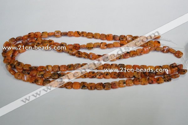 CLJ252 15.5 inches 8*8mm square dyed sesame jasper beads wholesale