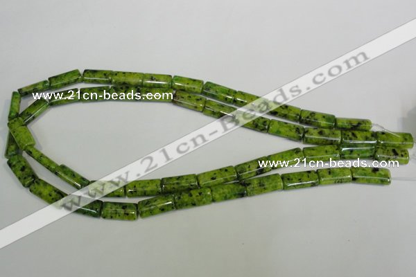 CLJ300 15.5 inches 8*16mm flat tube dyed sesame jasper beads wholesale