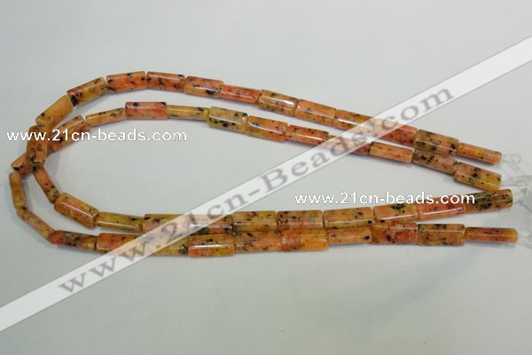 CLJ301 15.5 inches 8*16mm flat tube dyed sesame jasper beads wholesale