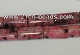 CLJ302 15.5 inches 8*16mm flat tube dyed sesame jasper beads wholesale