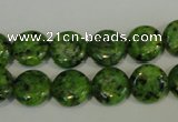 CLJ312 15.5 inches 12mm flat round dyed sesame jasper beads wholesale