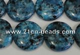 CLJ314 15.5 inches 20mm flat round dyed sesame jasper beads wholesale