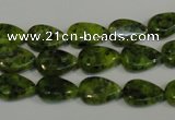 CLJ330 15.5 inches 8*12mm flat teardrop dyed sesame jasper beads