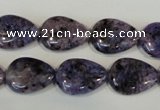 CLJ338 15.5 inches 13*18mm flat teardrop dyed sesame jasper beads