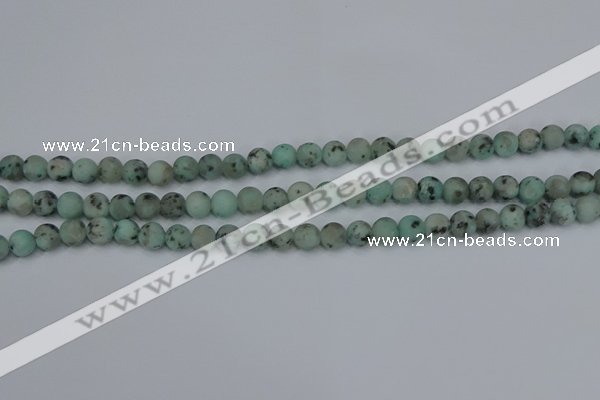 CLJ410 15.5 inches 4mm round matte sesame jasper beads wholesale