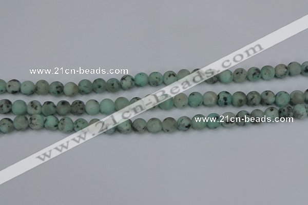 CLJ411 15.5 inches 6mm round matte sesame jasper beads wholesale