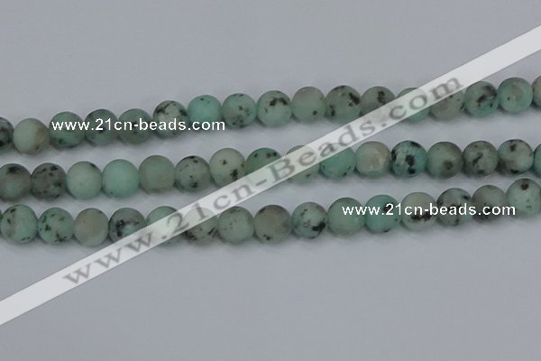 CLJ414 15.5 inches 12mm round matte sesame jasper beads wholesale