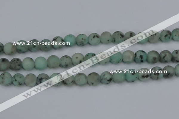 CLJ415 15.5 inches 14mm round matte sesame jasper beads wholesale