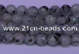 CLJ420 15.5 inches 4mm faceted round sesame jasper beads