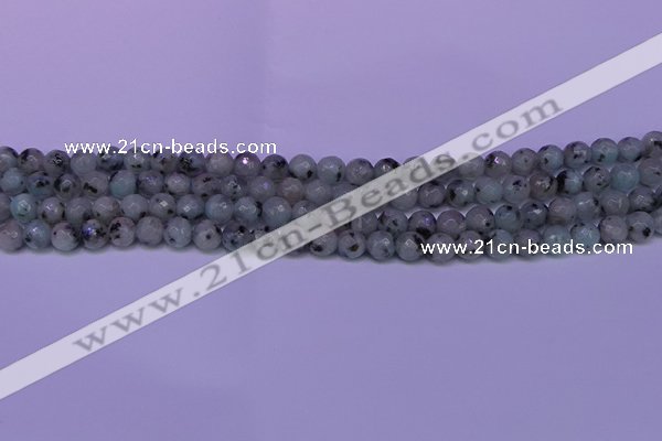 CLJ421 15.5 inches 6mm faceted round sesame jasper beads