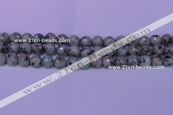 CLJ424 15.5 inches 12mm faceted round sesame jasper beads