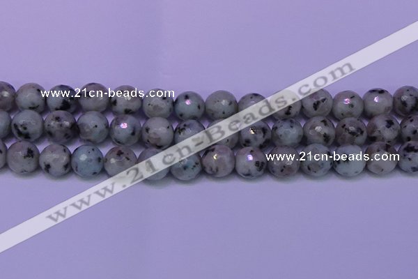 CLJ425 15.5 inches 14mm faceted round sesame jasper beads