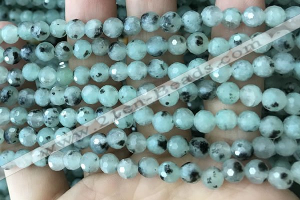 CLJ430 15.5 inches 6mm faceted round sesame jasper beads