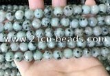 CLJ431 15.5 inches 8mm faceted round sesame jasper beads