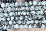 CLJ550 15.5 inches 6mm,8mm,10mm & 12mm faceted round sesame jasper beads