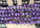 CLJ571 15 inches 10mm faceted 

round sesame jasper beads