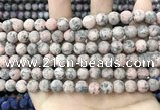 CLJ581 15 inches 8mm round matte sesame jasper beads