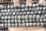 CLJ583 15 inches 8mm round matte sesame jasper beads