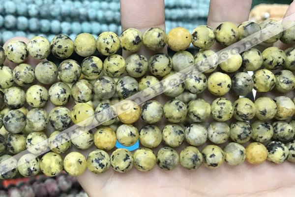 CLJ592 15 inches 8mm round matte sesame jasper beads