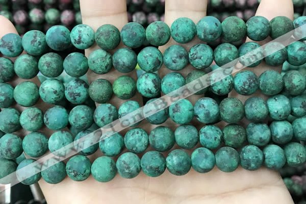 CLJ594 15 inches 8mm round matte sesame jasper beads