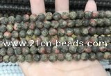 CLJ596 15 inches 8mm round matte sesame jasper beads