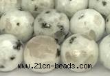 CLJ651 15 inches 8mm faceted round sesame jasper beads