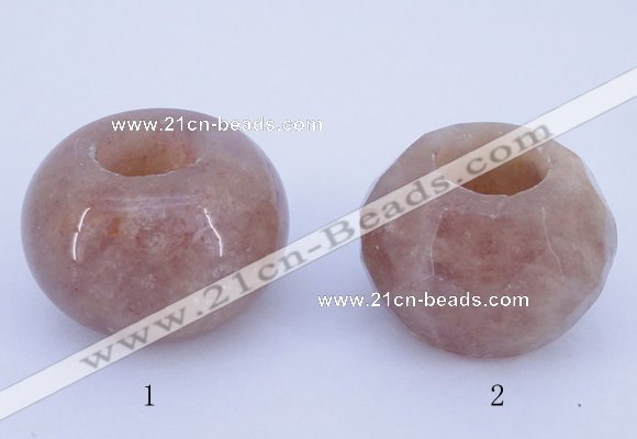 CLO21 19*30mm rondelle loose strawberry quartz gemstone beads wholesale