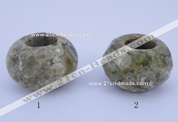 CLO23 19*30mm rondelle loose rhyolite gemstone beads wholesale