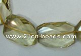 CLQ05 faceted freeform brick natural lemon quartz beads