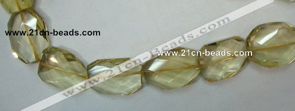 CLQ05 faceted freeform brick natural lemon quartz beads