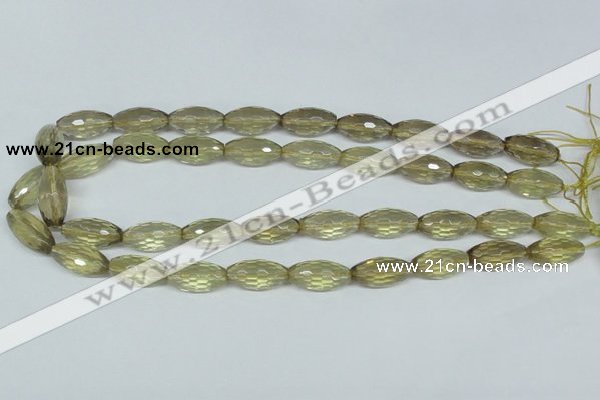 CLQ12 15.5 inches 10*20mm faceted rice natural lemon quartz beads