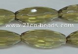 CLQ14 15.5 inches 12*30mm faceted rice natural lemon quartz beads