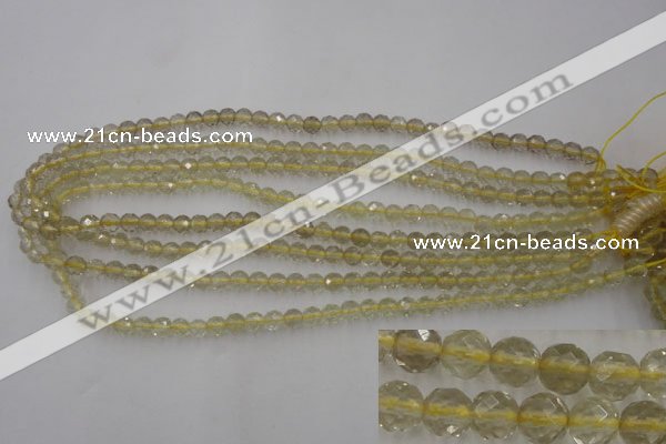 CLQ161 15.5 inches 6mm faceted round natural lemon quartz beads