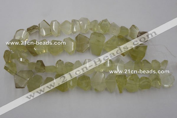 CLQ173 13*18mm – 20*28mm faceted nuggets natural lemon quartz beads