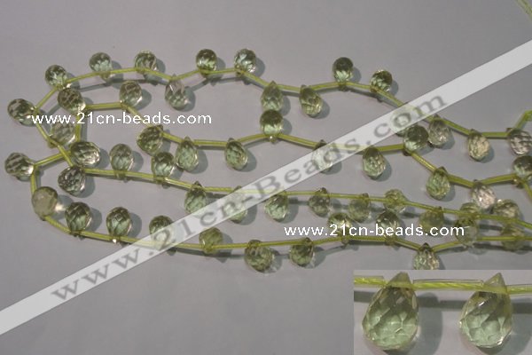 CLQ250 Top-drilled 8*12mm faceted teardrop natural lemon quartz beads