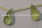 CLQ252 Top-drilled 10*20mm faceted teardrop natural lemon quartz beads