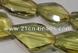 CLQ262 15.5 inches 10*25mm – 25*33mm faceted freeform lemon quartz beads