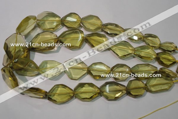 CLQ262 15.5 inches 10*25mm – 25*33mm faceted freeform lemon quartz beads