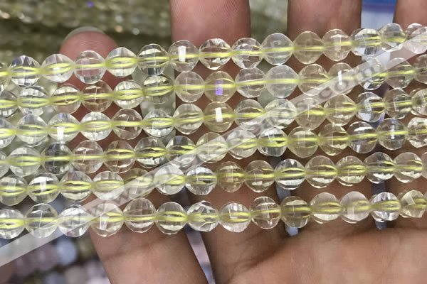 CLQ321 15.5 inches 6mm faceted round natural lemon quartz beads