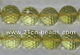 CLQ58 15.5 inches 12mm faceted round natural lemon quartz beads