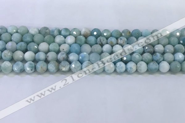 CLR118 15.5 inches 5.5mm faceted round larimar gemstone beads