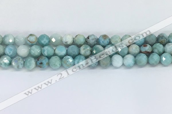 CLR119 15.5 inches 8mm faceted round larimar gemstone beads