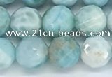 CLR120 15.5 inches 9mm faceted round larimar gemstone beads