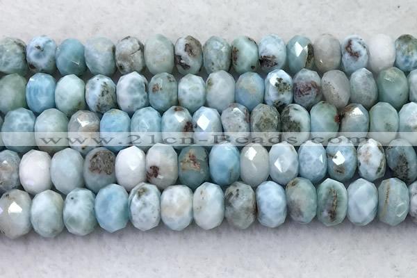 CLR151 15 inches 6*10mm faceted rondelle larimar beads wholesale