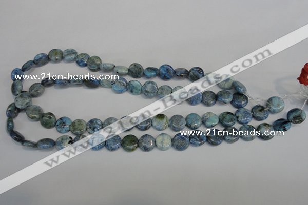 CLR209 15.5 inches 12mm flat round larimar gemstone beads