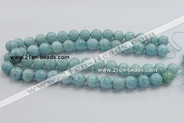 CLR21 15.5 inches 14mm round grade AA natural larimar gemstone beads