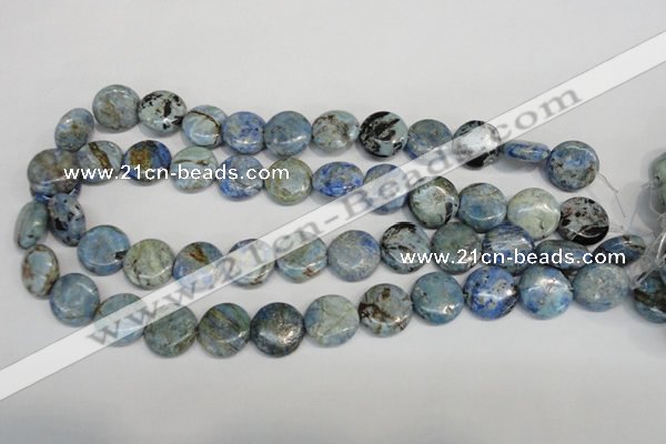 CLR211 15.5 inches 16mm flat round larimar gemstone beads