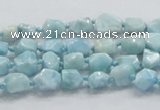 CLR25 15.5 inches 6*8mm nugget natural larimar gemstone chips beads