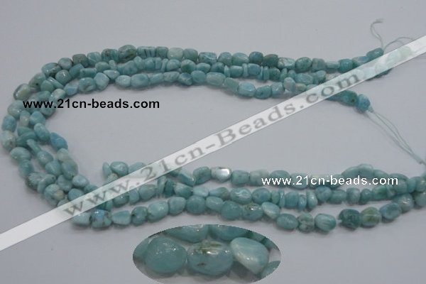 CLR33 15.5 inches 7*8mm nugget natural larimar gemstone beads